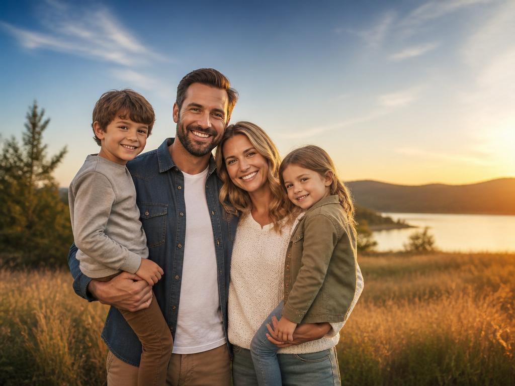 Happy family protected by life insurance